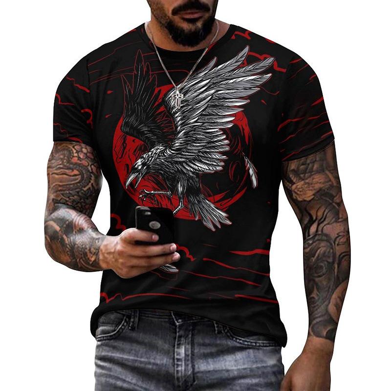 Punk Crow 3D-bedrucktes T-Shirt Dark Mighty Raven T-Shirt Herren Casual Streetwear Damen T-Shirts Casual Birds Graphic Oversized Tops
