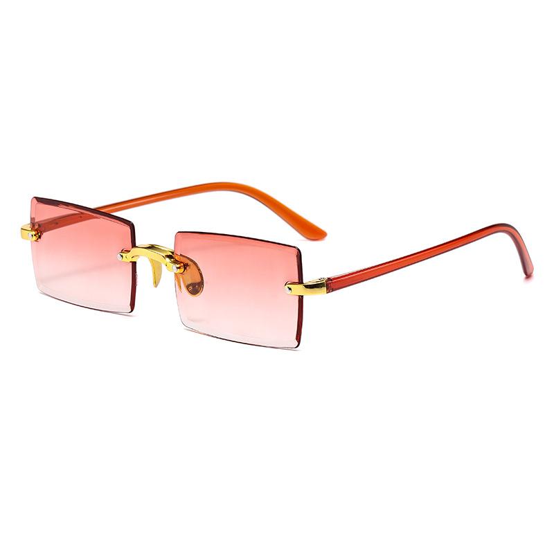 Frameless Trimmed Square Gradual Change Color Marine Sunglasses, Fashionable Ins Street Sunglasses