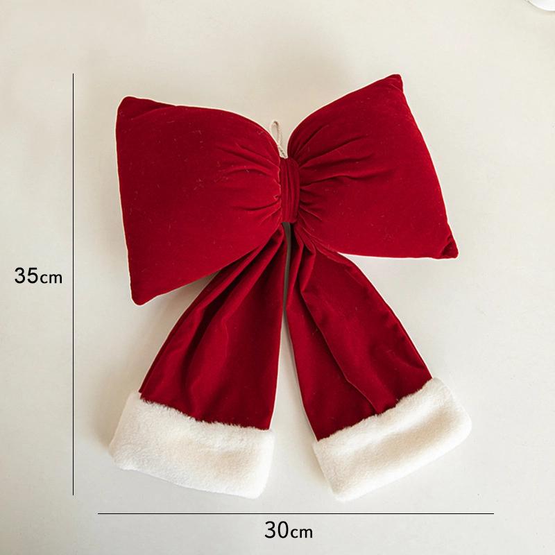 Red Velvet Bow Tie Christmas Decoration Large Size Tree Ornament Window Decor Festive Bow Tie For Christmas Holiday Celebration