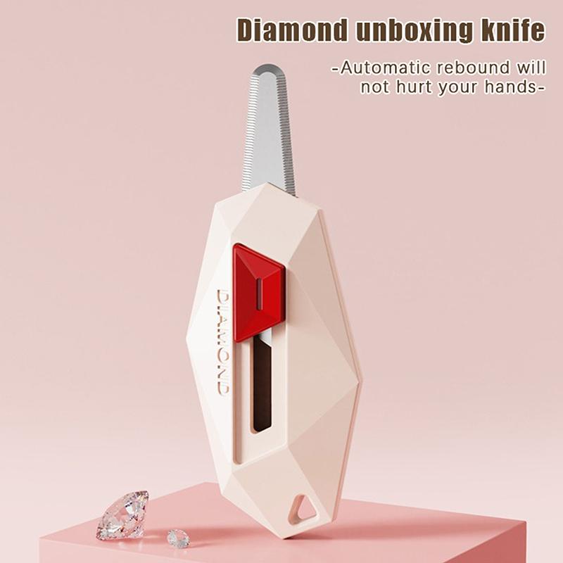 Diamond Design Unbox Knife Safety Round Head Cutter Magnetic Carton Box Cutter For Opening Package Letter Utility Knife