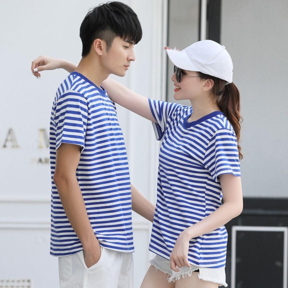 Sea Soul Shirt Oversized Stripe T-Shirt Crew Neck Man's Short Sleeved Top Breathable Summer