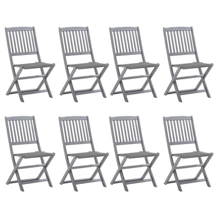 Maison Exclusive - Chaises pliables d'extérieur lot de 8 et coussins Bois d'acacia