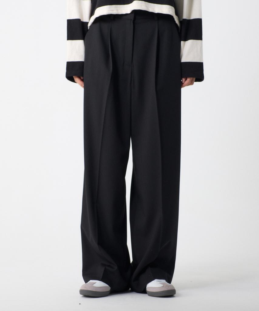 Unknown Planet Single-Pleat Semi-Wide Slacks Black