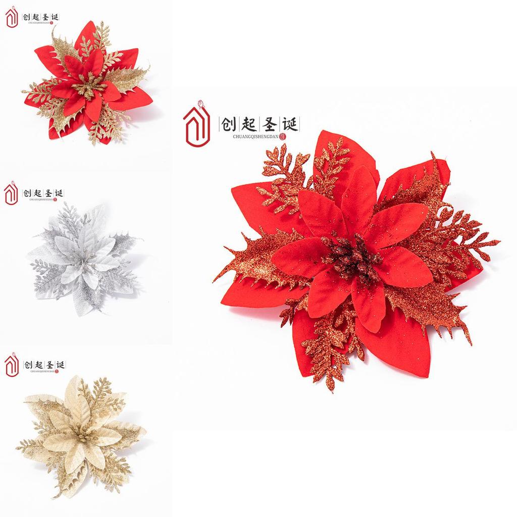 Christmas Floral Decorations With Plastic And Fabric Materials For Festive Tree Accents