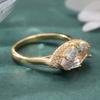 Aesthetic Inlaid White CZ Women's Ring Sparkling CopperColor Geometry Daily Wear Party Jewelry Anniversary Gift