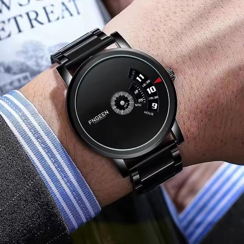 Fngeen S230 Unique Design Fashion Casual Original Wristwatch Stainless Steel Band Metal Case Quartz Men Watches for Male