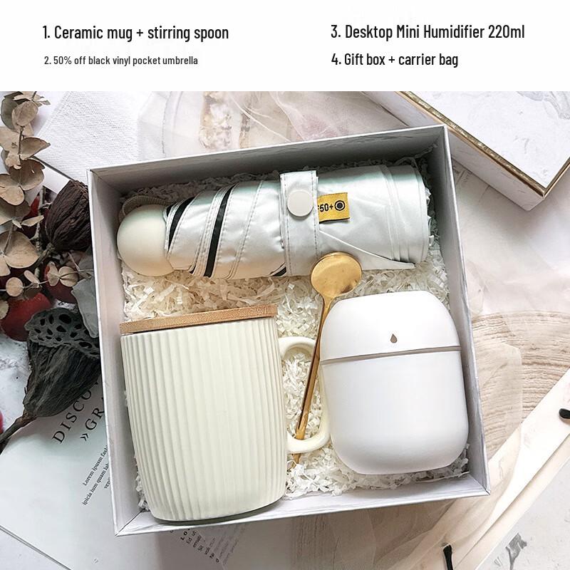 Versatile Ceramic Gift Set Ceramic Cup, Spoon, Umbrella, Humidifier