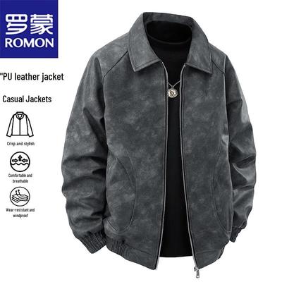 Men's Fashion Loose Fit Lapel Faux Leather Jacket