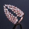 Korean version of the new women's open ring, full diamond zircon wings adjustable ring, fashion charm ring