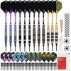 CyeeLife Darts Arrows with Plastic Points, 12pcs Premium Soft Darts Set - Brass Barrel Darts, 4 Designs, 24 Flights, 50 Points, 20 O-rings,