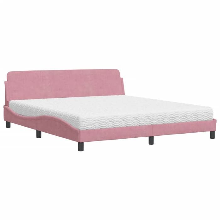 VidaXL Bed with Mattress Pink 180x200 Cm Velvet 3208456