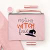 Witch Print Canvas Zipper Makeup Bag Witchcraft Women Travel Lipstick Bag Skincare Storage Organizer Pencil Case Cosmetics Bags