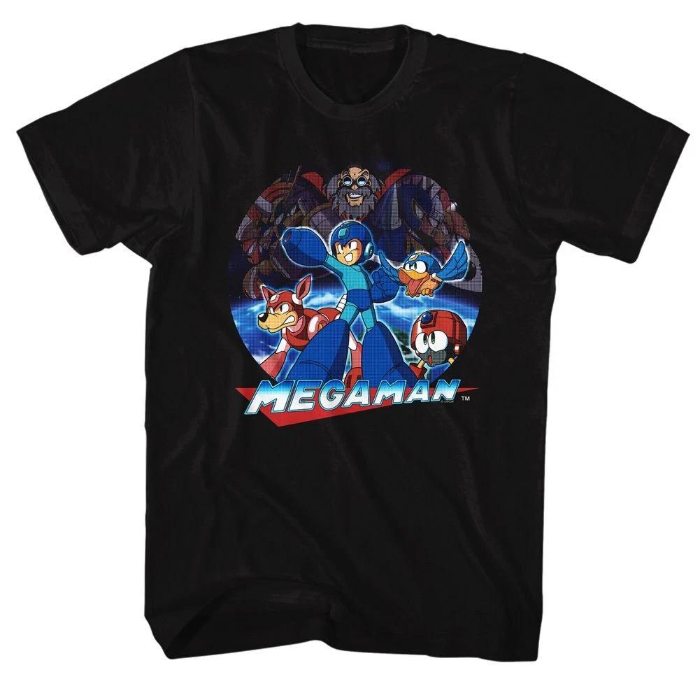 Mega Man Megaman Collage Black Gaming Shirt 130