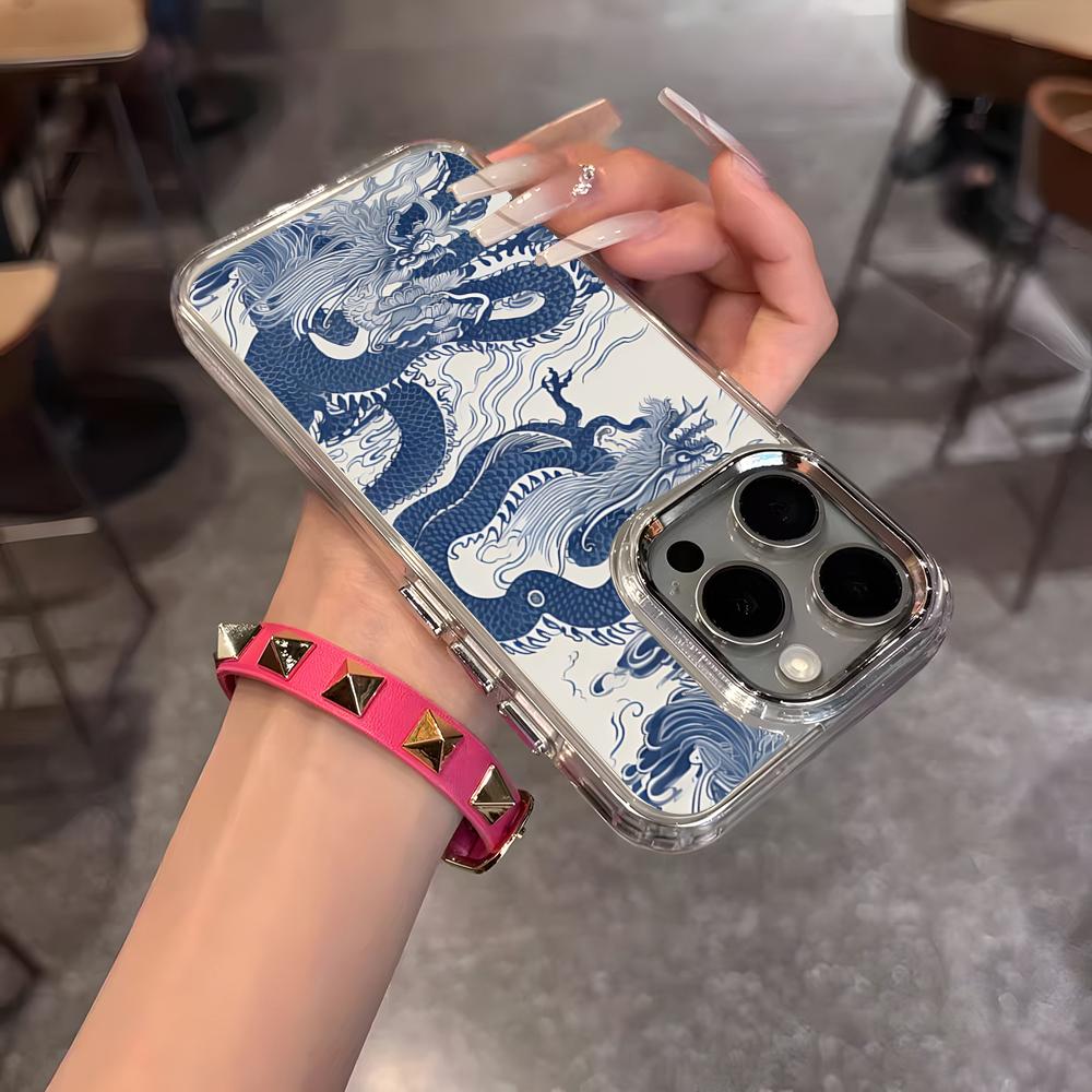 Oriental Blue And White Phone Case For IPhone 17 Air 16 15 14 13 12 11 Pro Pro Max Plus Transparent Soft Cover