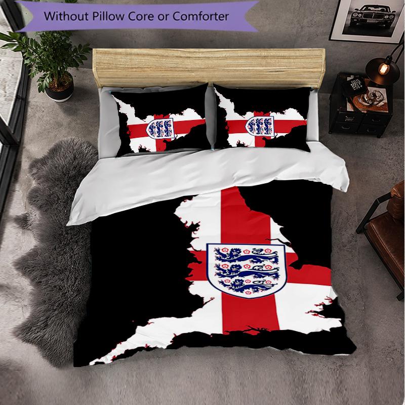 Set Biancheria da Letto a 3 Pezzi Nazionale di Calcio Inglese Morbido Set Copripiumino con Federe Set Decorazione Camera da Letto per la Casa