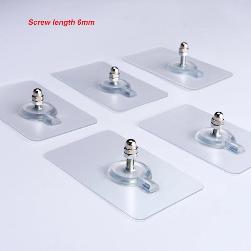 10pcs Punch Free Screws Hook Hanger Screw Free Sticker Wall Adhesive Hooks for Mount Wall Shelf Picture Hanging Kitchen Bathroom