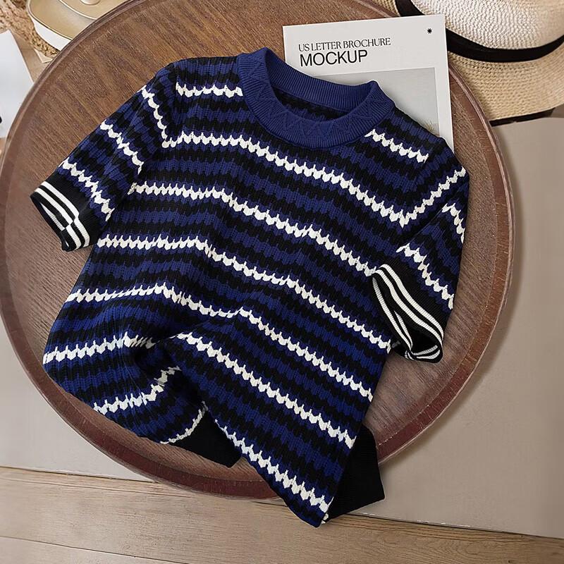 Women s Round Neck Contrast Stripe Knit Pullover Top S 4890₽