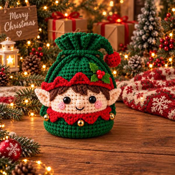 Christmas Crochet Character Gift Pouch Christmas Crochet Gift Bag
