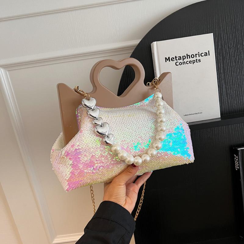Bags Bag 2025 New European and American Fashion Sequins Personalized Love Handbag Women's Large-capacity Tote Bag Tide