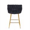 H7-FX (G) Velvet Black Stool (gold Frame)