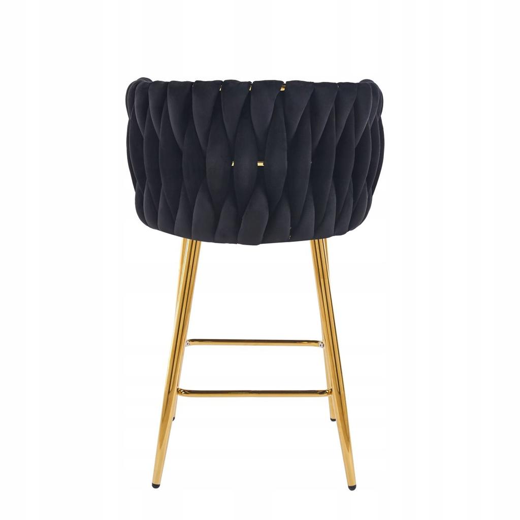 H7-FX (G) Velvet Black Stool (gold Frame)