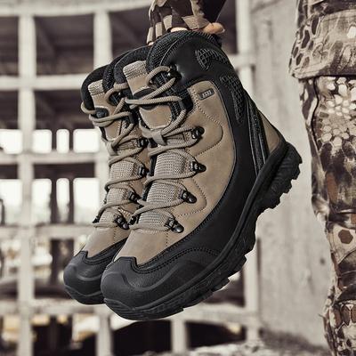 Fashion Men's Waterproof Leather Desert Boots Non-Slip Lightweight Work Safty Shoes Breathable Non-Slip Hunting Hiking Work Boots Men