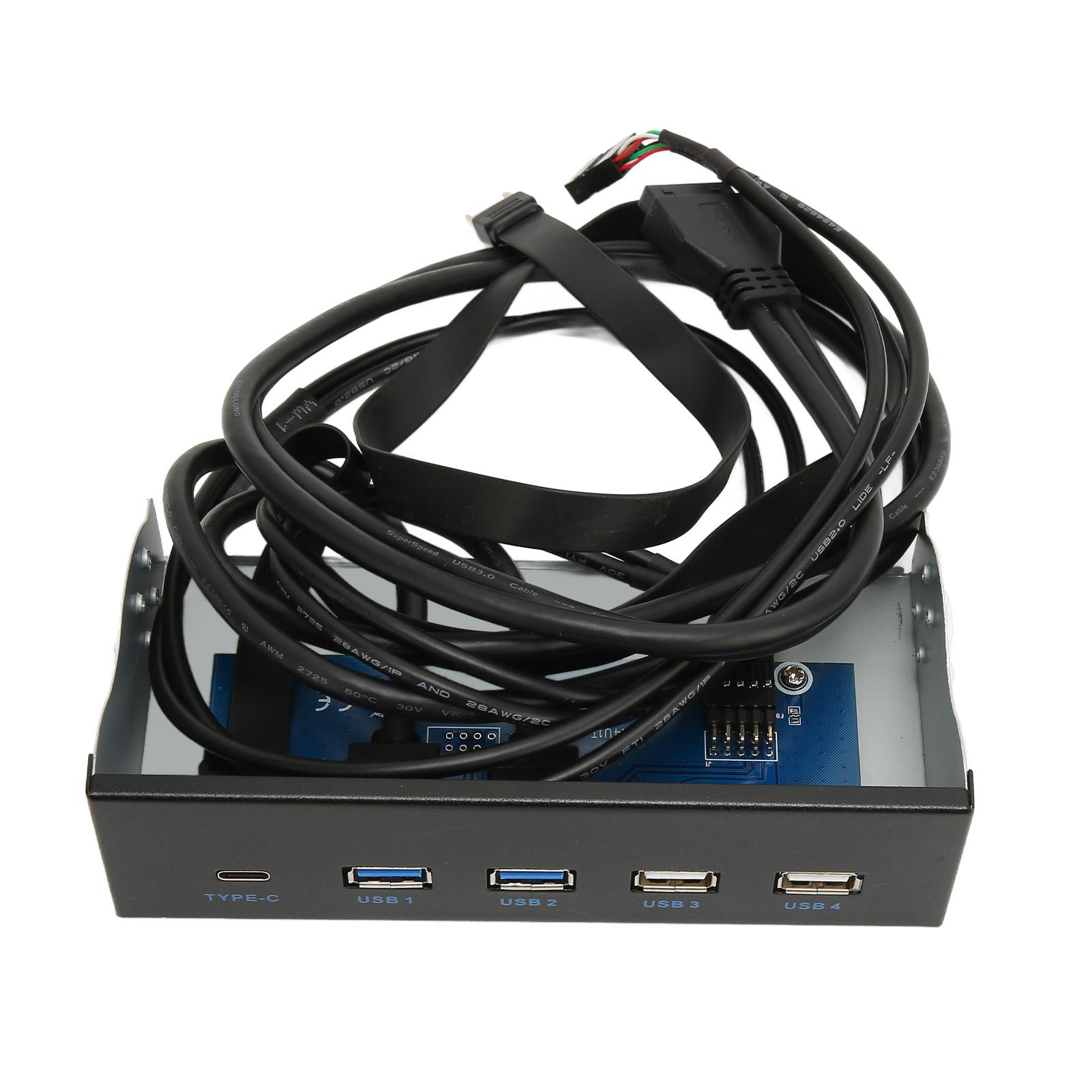 

5,25-дюймовая медиа-панель 2xUSB3.0 2xUSB2.0 1xType C 10Gbps высокоскоростная медиа-передняя панель для ПК