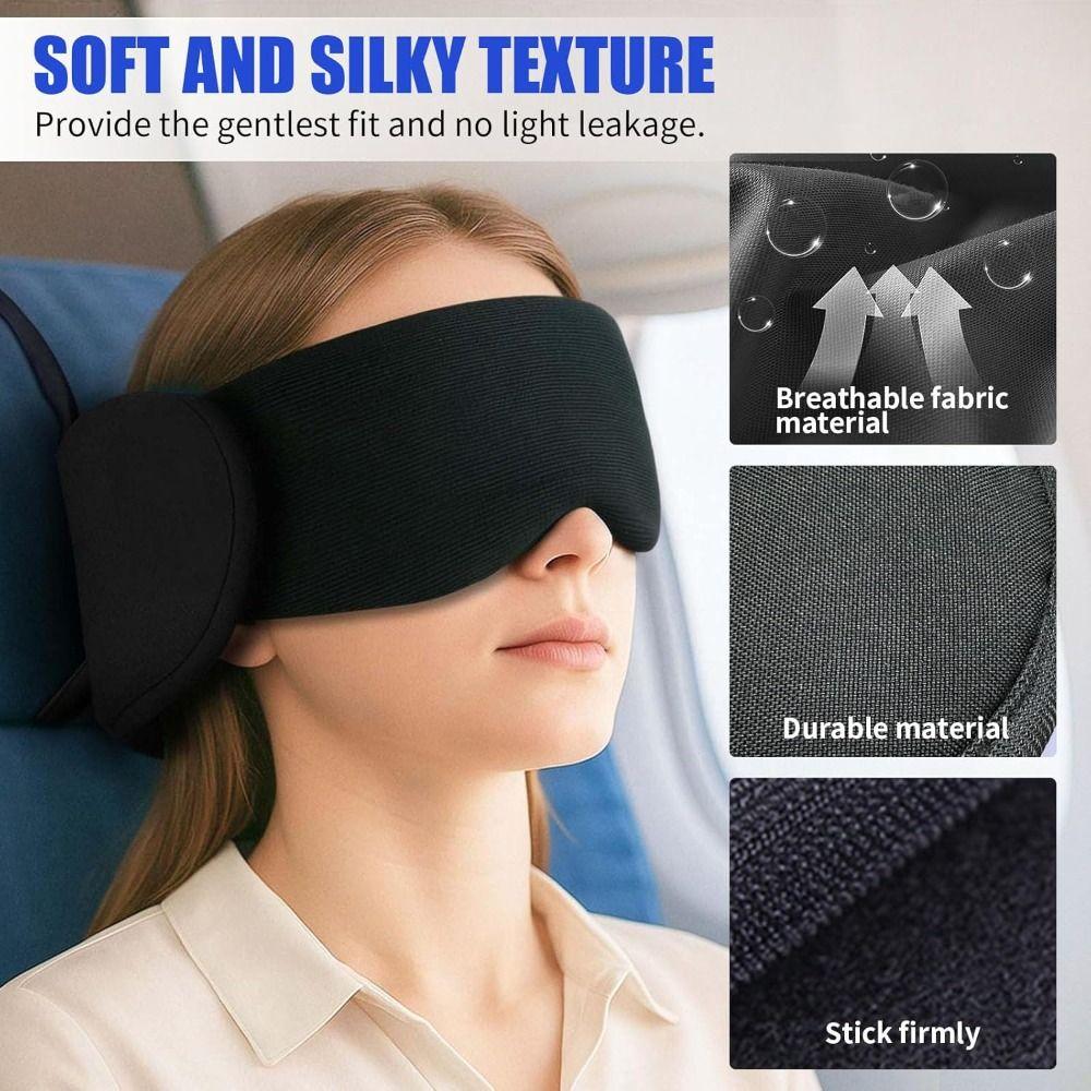 Blackout Head Strap with Eye Mask Soft Travel Pillow for Airplanes 3D Sleep Eye Mask  Long Flight