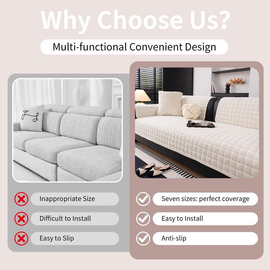 Couch Cover, Washable Sectional Sofa Cover, Anti Slip Sofa Slipcovers for 3 Cushion Couch Sofa L Shaped Recliner, Furniture Prot