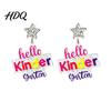 Fashionable Holiday Earrings 1 Pair Colorful Acrylic Letter Drop Dangle for Women Glitter Funny First Retro Style Jewelry Day of School Earring,