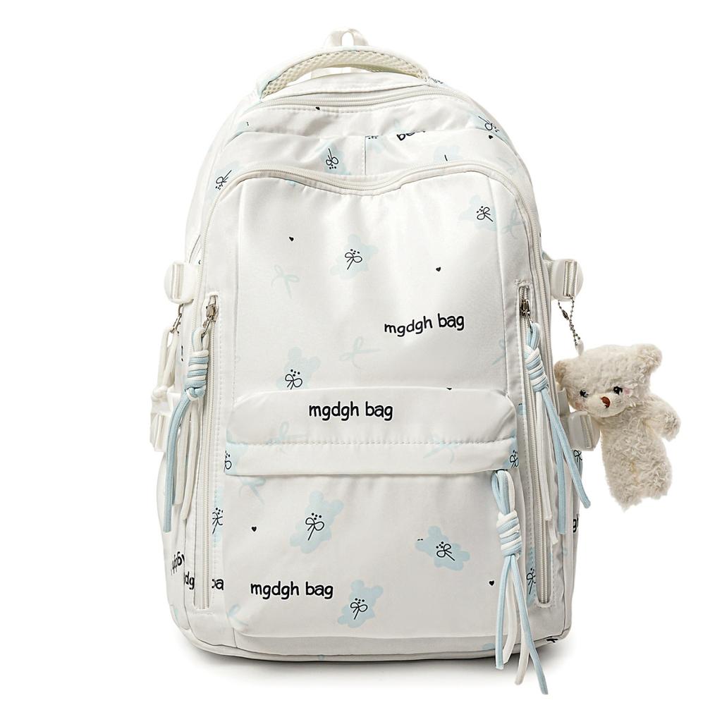 Schoolbag High School Student Schoolbag Junior High School Girl Ins Niche Floral Bear High Value Backpack Japanese Printed Backpack