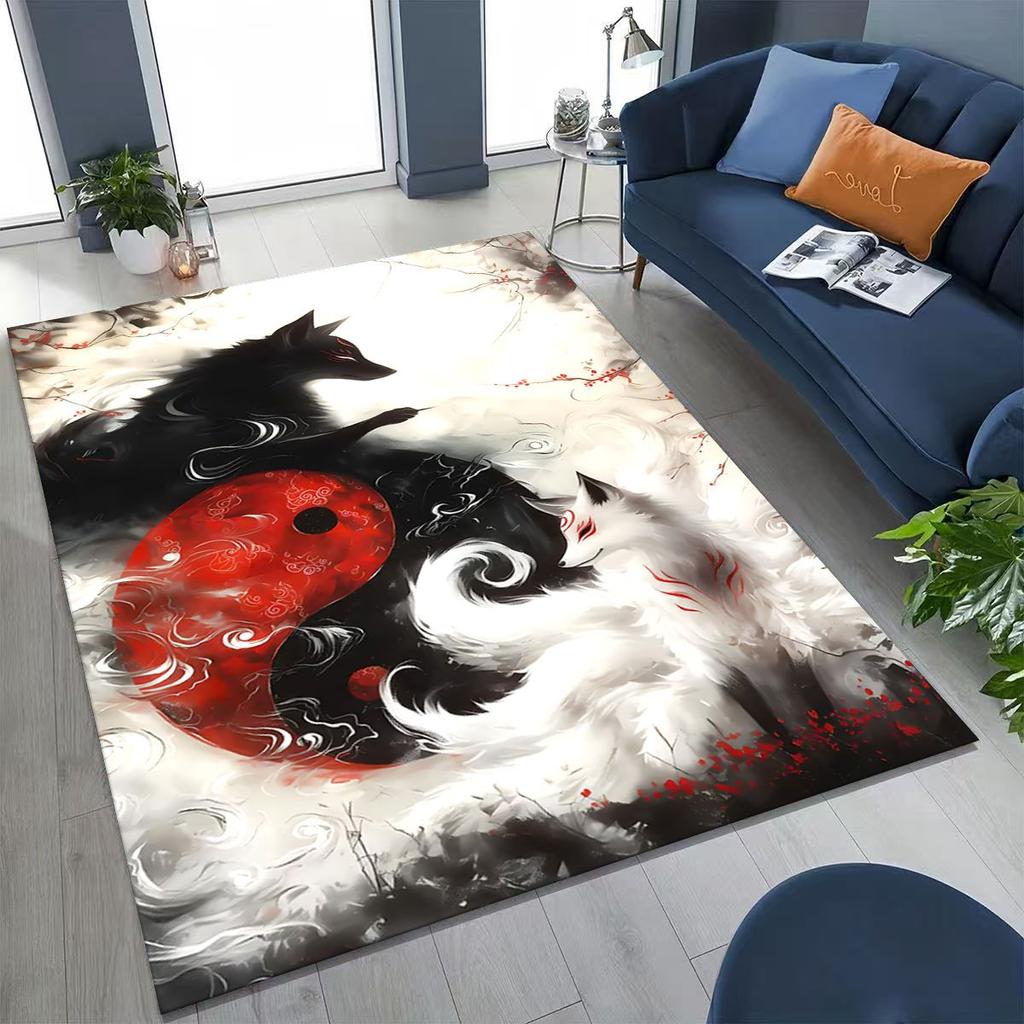 Nature Balance Yin Yang Tai Chi Black White Energy Rug for Bedroom Living Room Sofa Home Doormat Decor,Kids Non-slip Floor Mat