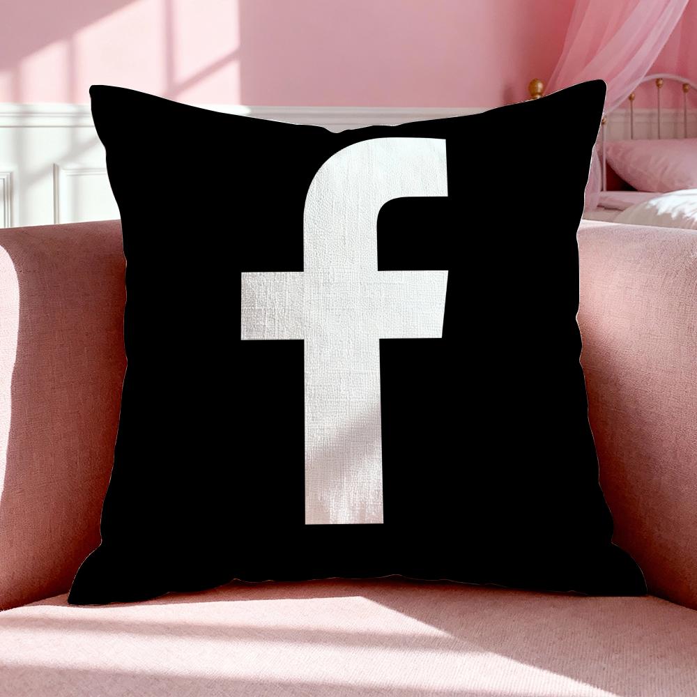 Social FFFFacebookSS Cushion Cover Breathable Linen Pillowcase Summer Odorless EcoFriendly Invisible Zipper Washable