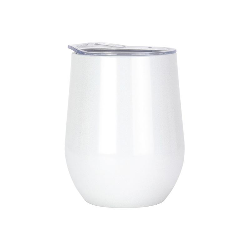 Stainless Steel Wine Cup 12oz Double Layer Eggshell Cup Rainbow Paint Gradient U Shaped Beer Mug