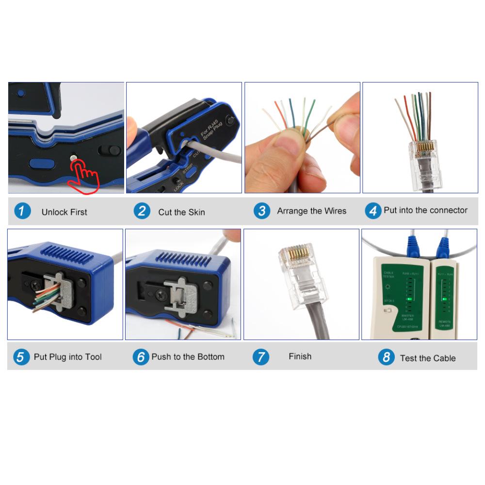 8P8C Network Cable Crimper and Wire Stripper for Cat5/Cat6