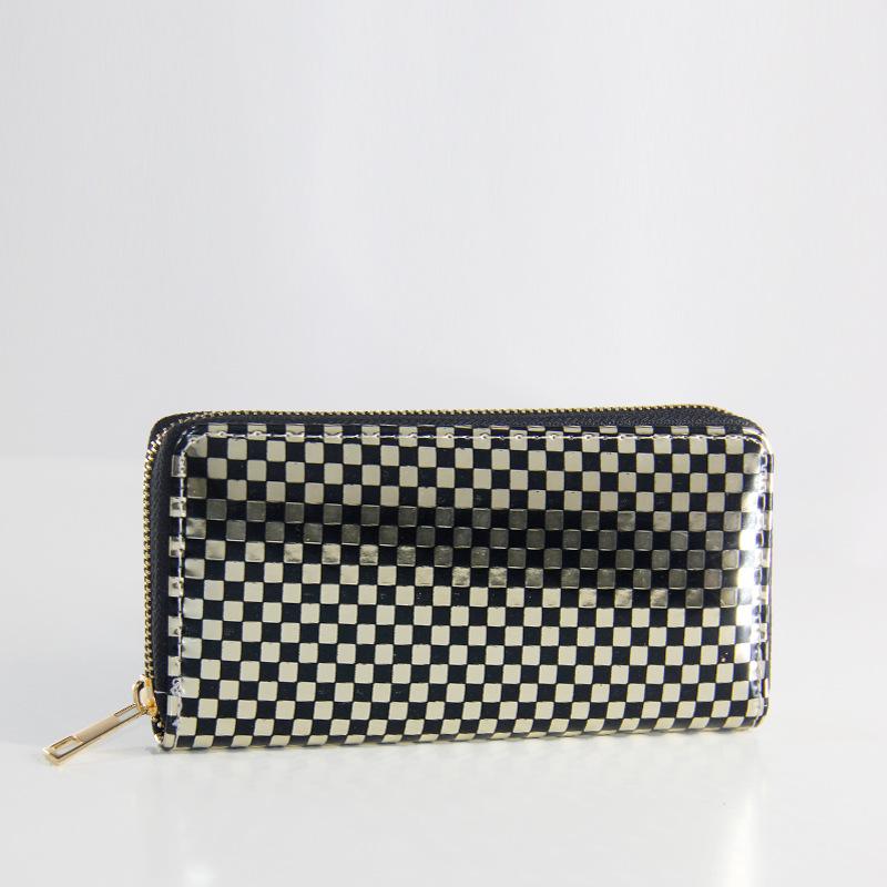 

кошелек с длинной молнией и лазерным узором в клетку, красочный кошелек и сумка.
