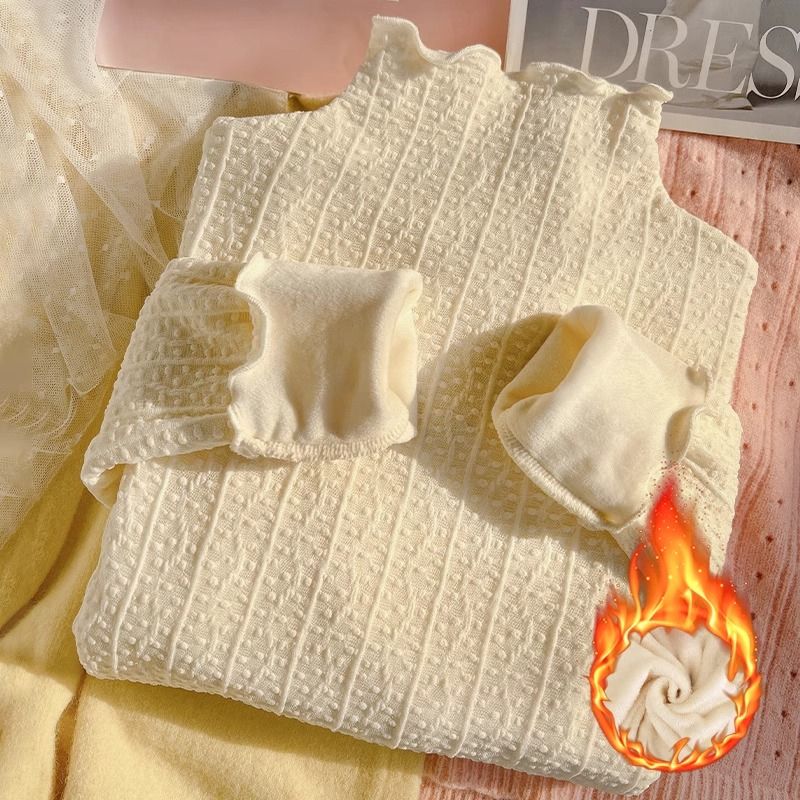 

Женская базовая рубашка с кружевом, с высоким воротником, облегающая, с флоковым напылением, теплая футболка с длинным рукавом из флиса S бежевый