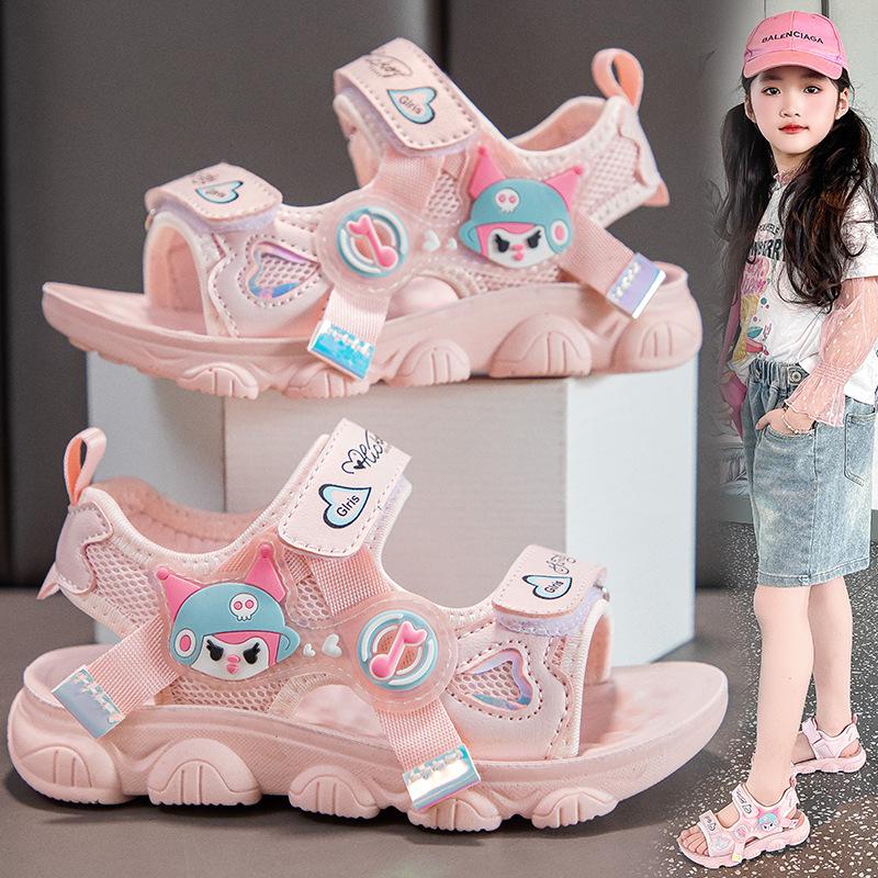 Girls' Summer Sports Sandals 2026 - Cartoon Soft Sole Beach Shoes for Medium & Large Kids