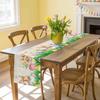 Easter Bunny Eggs Floral Grass Linen Table Runner Party Decor Spring Colorful Flowers Butterfly Table Runners Easter Decorations