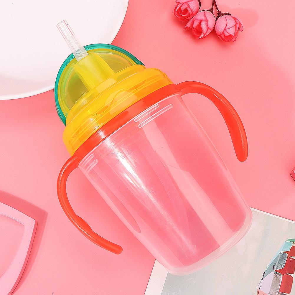 Baby Cup Bottle Straw Water Feeding Portable Handle Training Drinker Accessories (Pink)