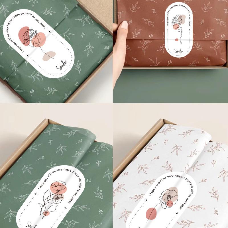 100 Aufkleber/Packung Ovalförmig, Blumenaufkleber, Geschenkbox-Verschlussaufkleber, Verpackungsaufkleber, Selbstklebende Etikettenaufkleber