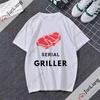 Serial Griller Lustiges BBQ Grafik T-Shirt Retro Grill-Liebhaber Streetwear Tee Grillen für Unisex Damen Sommer Kurzarm-T-Shirt