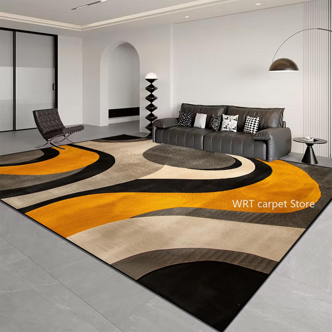 

Nordic Light Luxury Stripes Carpet for Living Room Decor Soft Easy Cleaning Rugs for Bedroom Large Area Orange Brown Floor Mat 60x90cm door mat