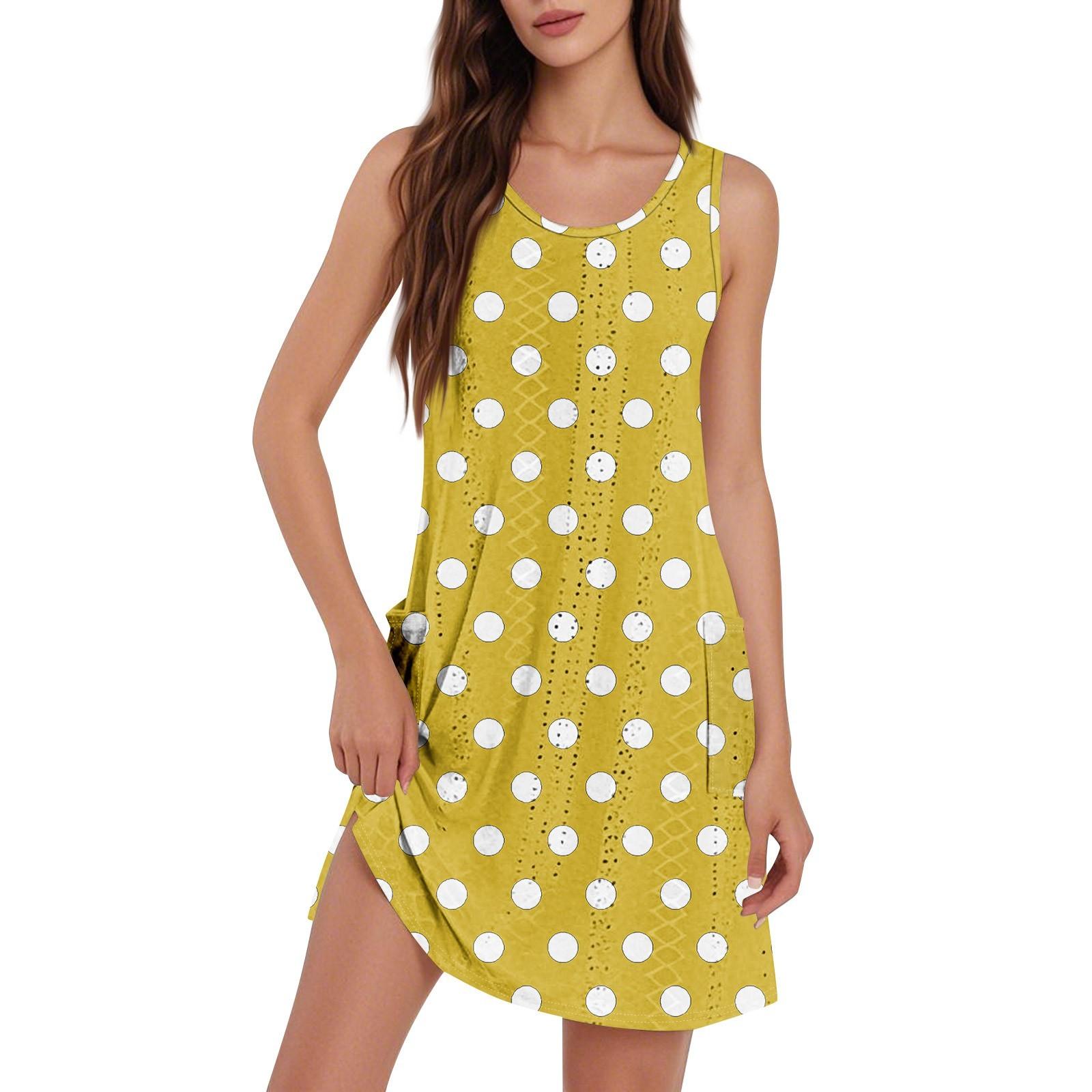 

Женский повседневный сарафан с карманами, летнее пляжное платье в стиле бохо, футболки, платье с V-образным вырезом, свободные платья-майки XL жёлтый