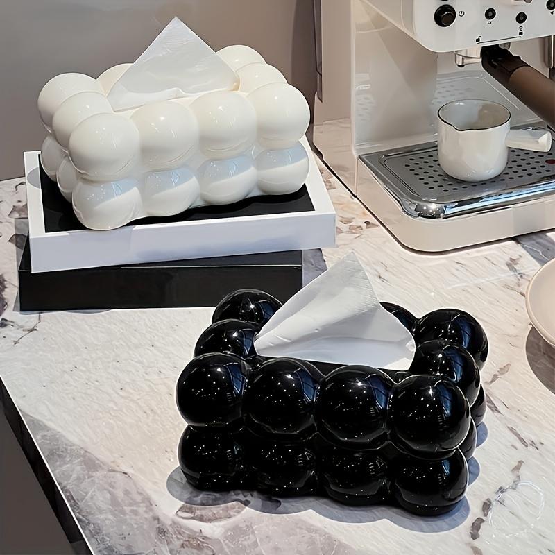 [Elegant Tissue Box] White Elegant Modern Cloud-Shaped Glossy Plastic Tissue Box Holder | Stylish Home Decor for Kitchen, Bedroom, and Living Room