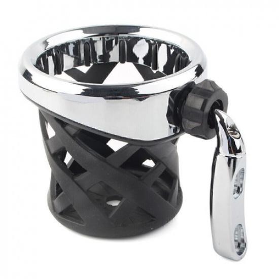 Motorcycle Handlebar Cup Holder Drink W/ Mesh Basket Mount Universal For Harley