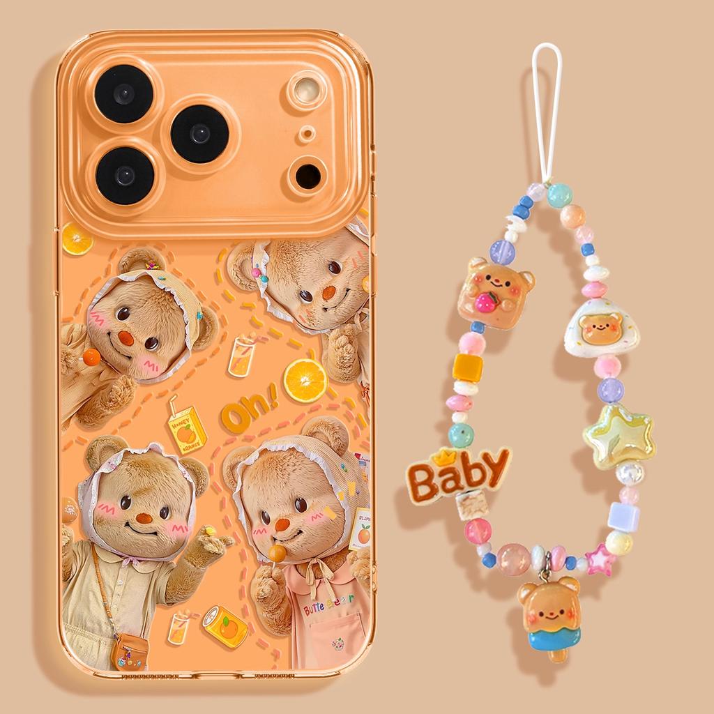 Butter Bear Orange Apple iPhone17 Mobile Phone Case Promax Cartoon 16 Silicone 15 Soft Tpu Anti-drop 13 Sets