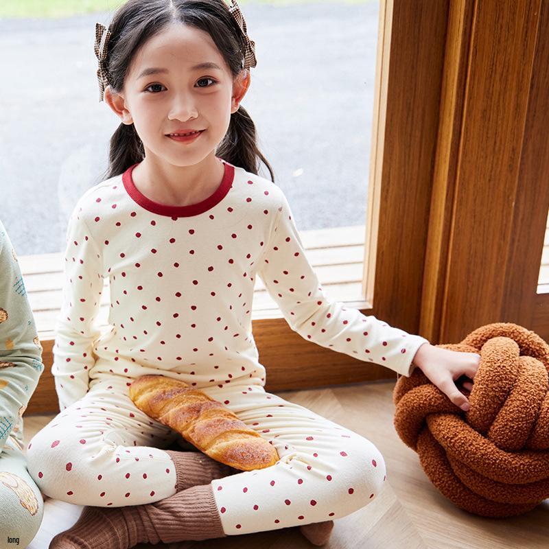 Kids' Autumn Cotton Pajama Set: Boys' Warm Underwear and Little Girls' Flannel Base Layers for Winter