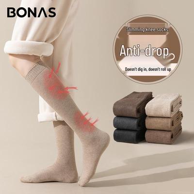 Bonas Damen Fleecegefütterte Kniehohe Dicke Warme Socken für Herbst/Winter