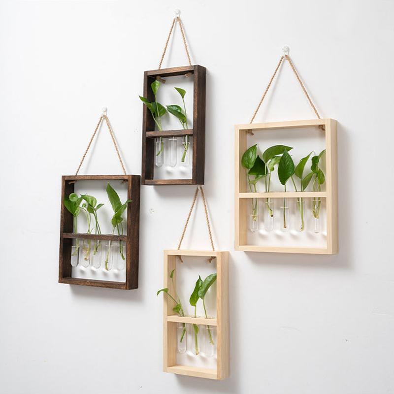 Wall Hanging Glass Planter Propagate Station Wall Hanging Glass Planter with Wooden Stand